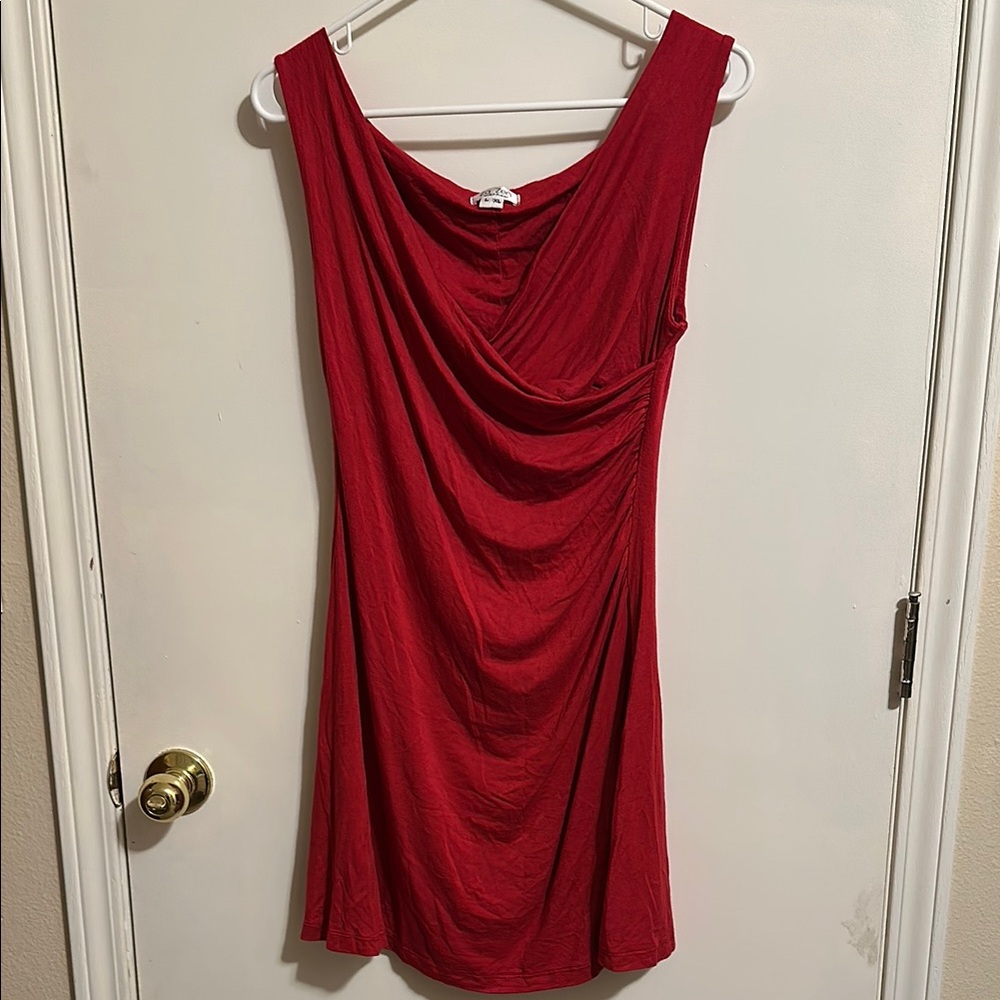Red V Neck Midi Dress